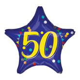 17 Inch 50th Blue Yellow Star Birthday Colorful Dots Foil Balloon 41